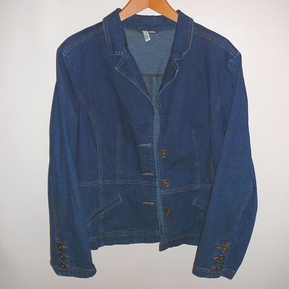 Denim Jean Jacket Coat St. John's Bay size XL Long Sleeve - Picture 3 of 8